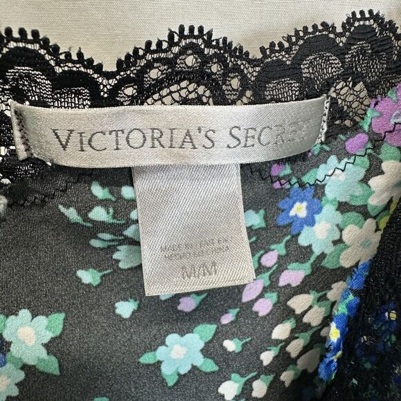 Y2K Victoria's Secret Floral Satin Lace Mini Slip Dress Size Medium Silver‎ Tag - Picture 8 of 10